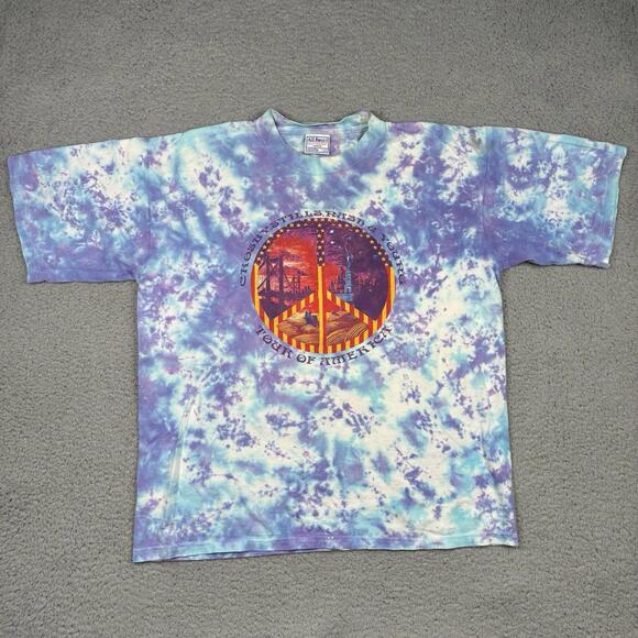 Vintage Crosby Stills Nash & Young T-Shirt Men’s Large Tour of America Tie Dye - Picture 2 of 12